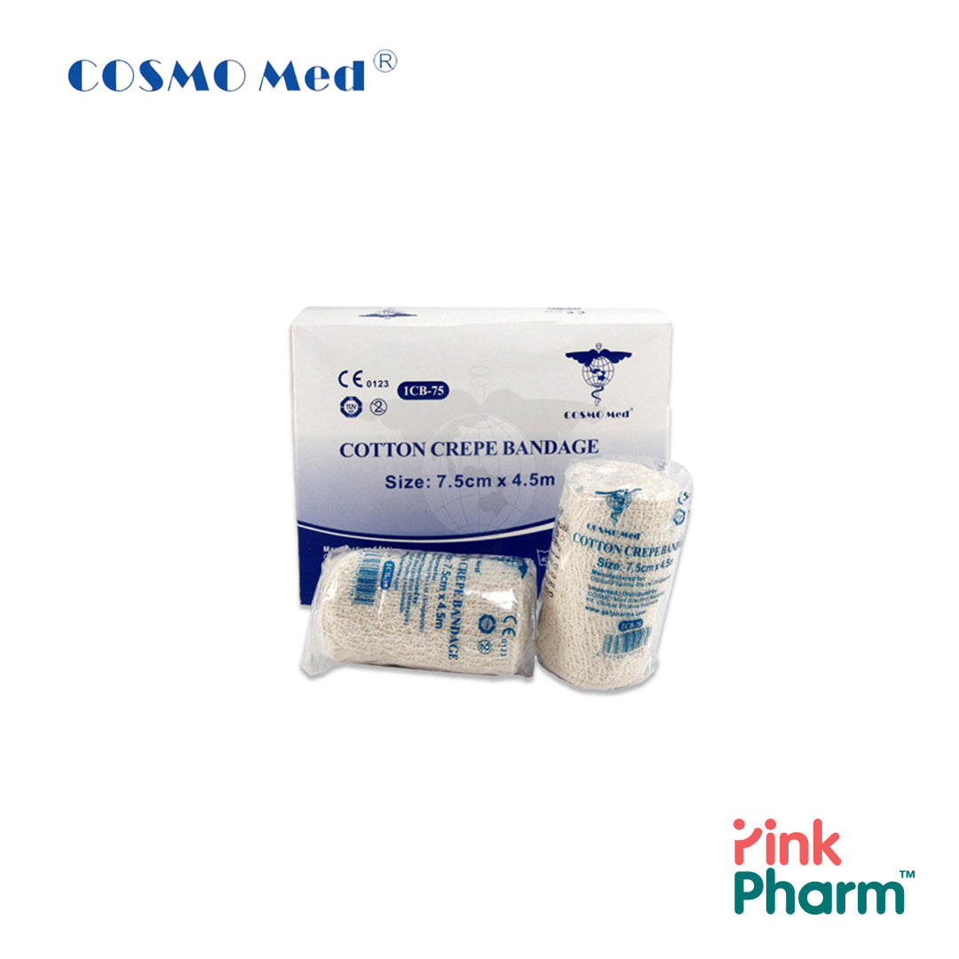 CosmoMed Crepe Bandage w/clip 7.5cmx4.5m