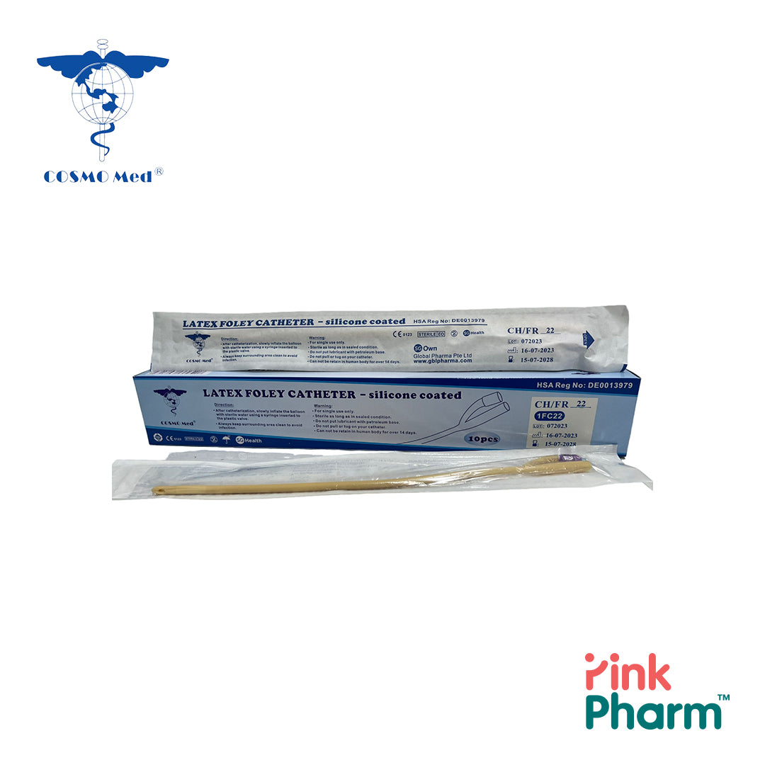 CosmoMed Foley Catheter Latex w/Silicon Coated - Sterile (10pcs/Box)