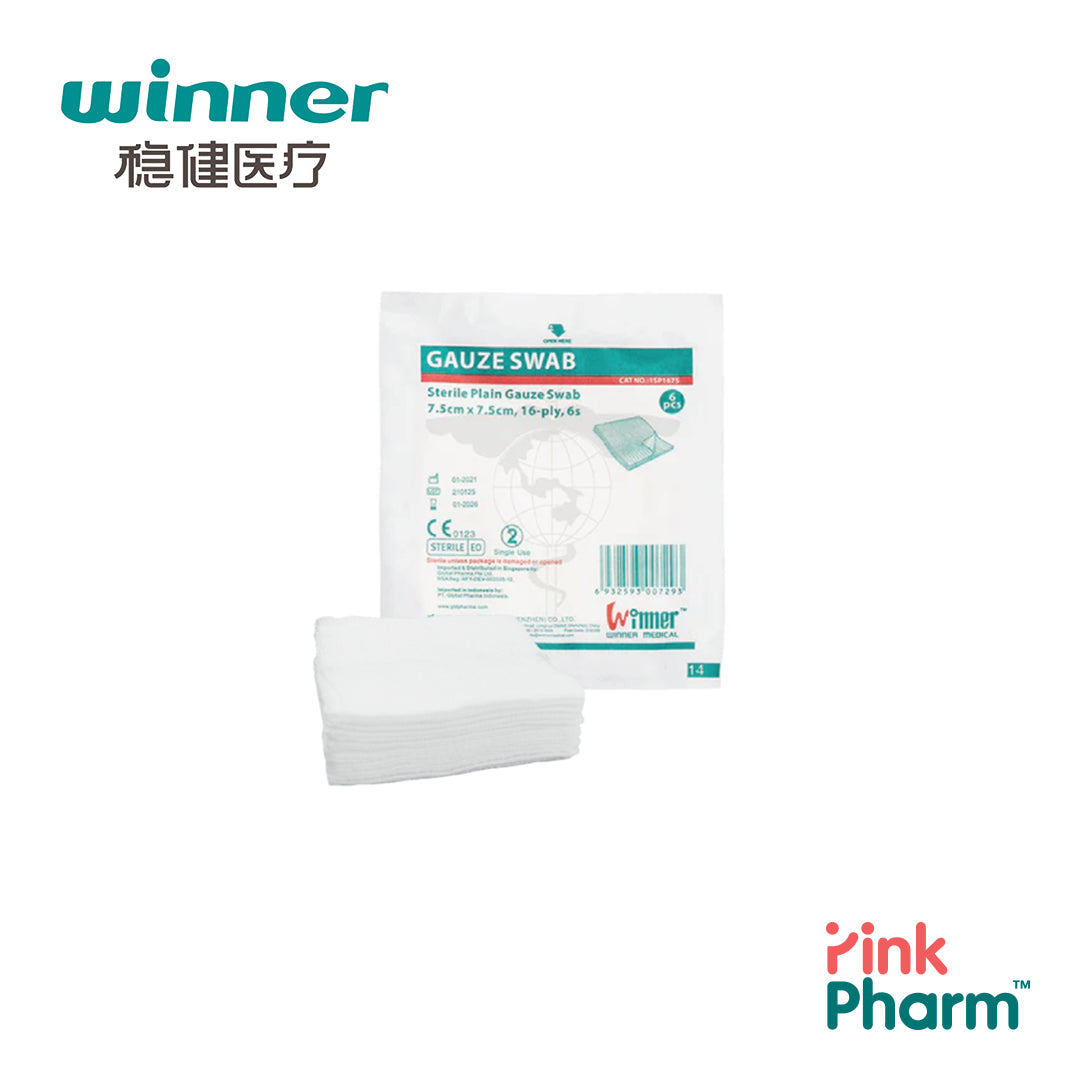 Winner Sterile Plain Gauze Swab 16ply (7.5x7.5cm) - Pack