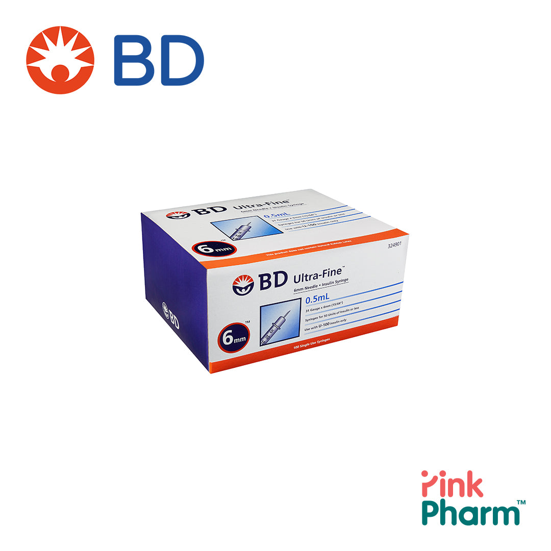BD Ultra-Fine II Insulin Syringe 6mm, 0.5cc 31G (10sx10 pack)