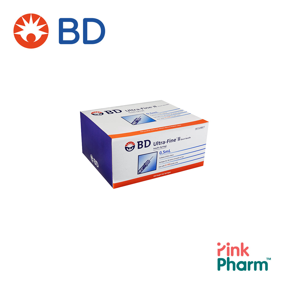 BD Ultra-Fine Insulin Syringe 8mm, 0.5cc 31G (10sx10 pack)