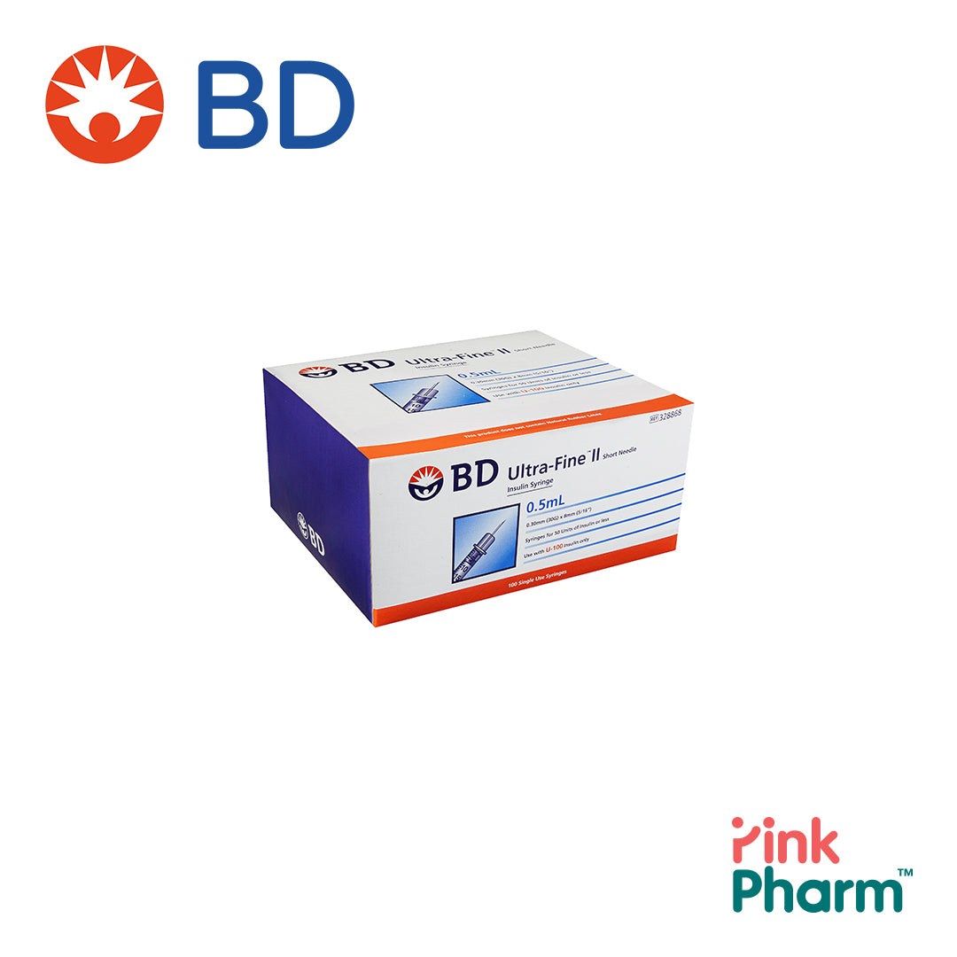 BD Ultra-Fine Insulin Syringe 8mm, 0.5cc 30G (10sx10 pack)
