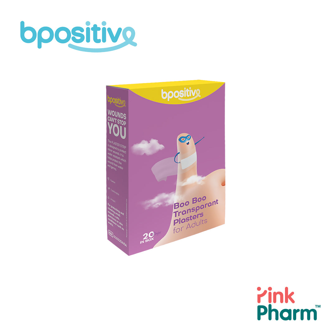 Bpositive Boo Boo Transparent Plaster Strips for Adults - Box of 20s ...