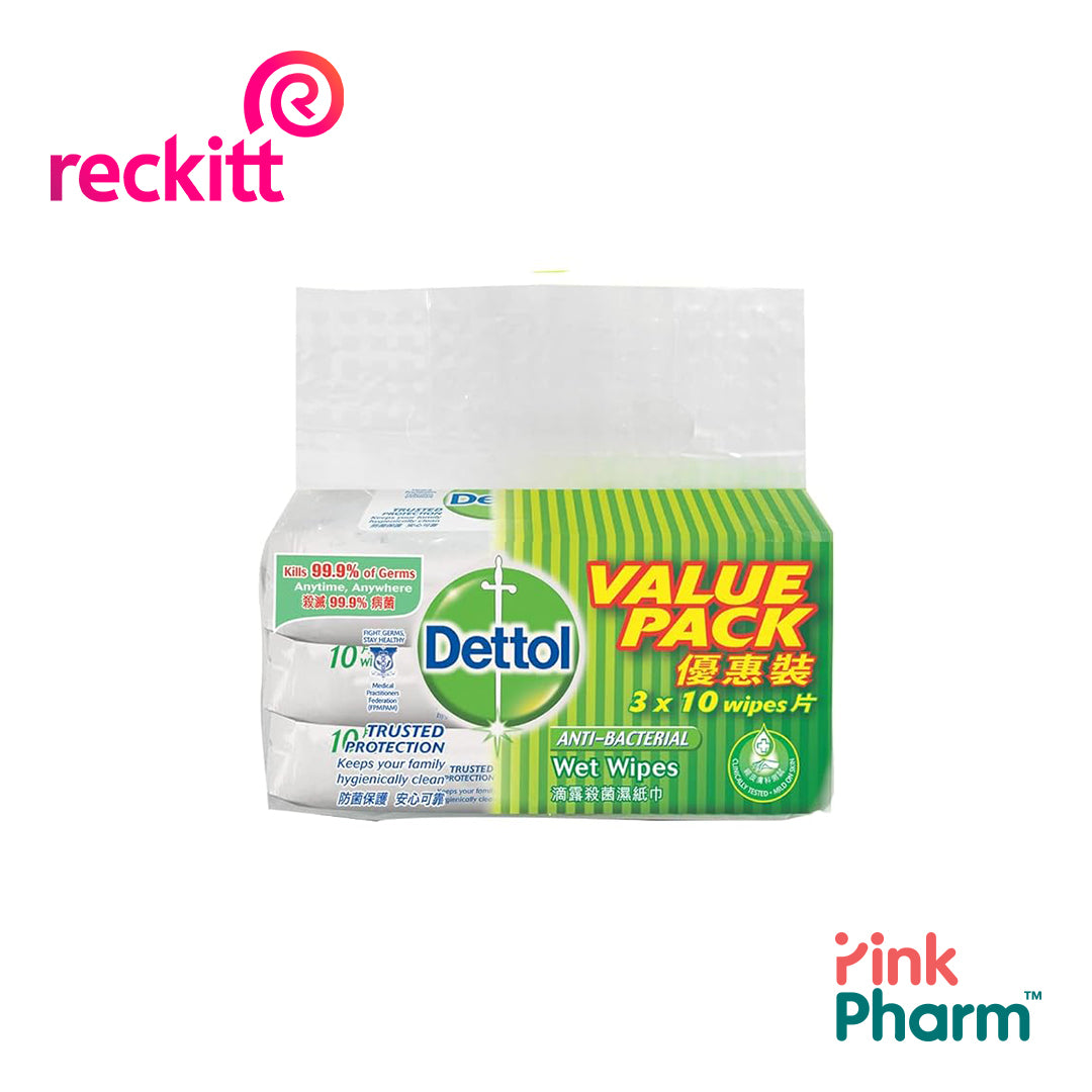 Dettol Anti-Bacterial Wet Wipes 10s - Value Pack