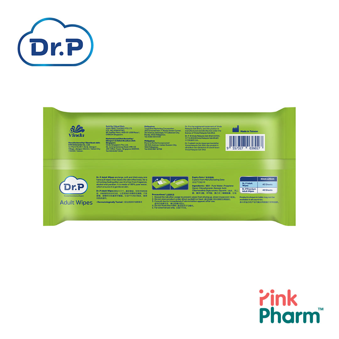 Dr. P Adult Wipes (30cm x 20cm)