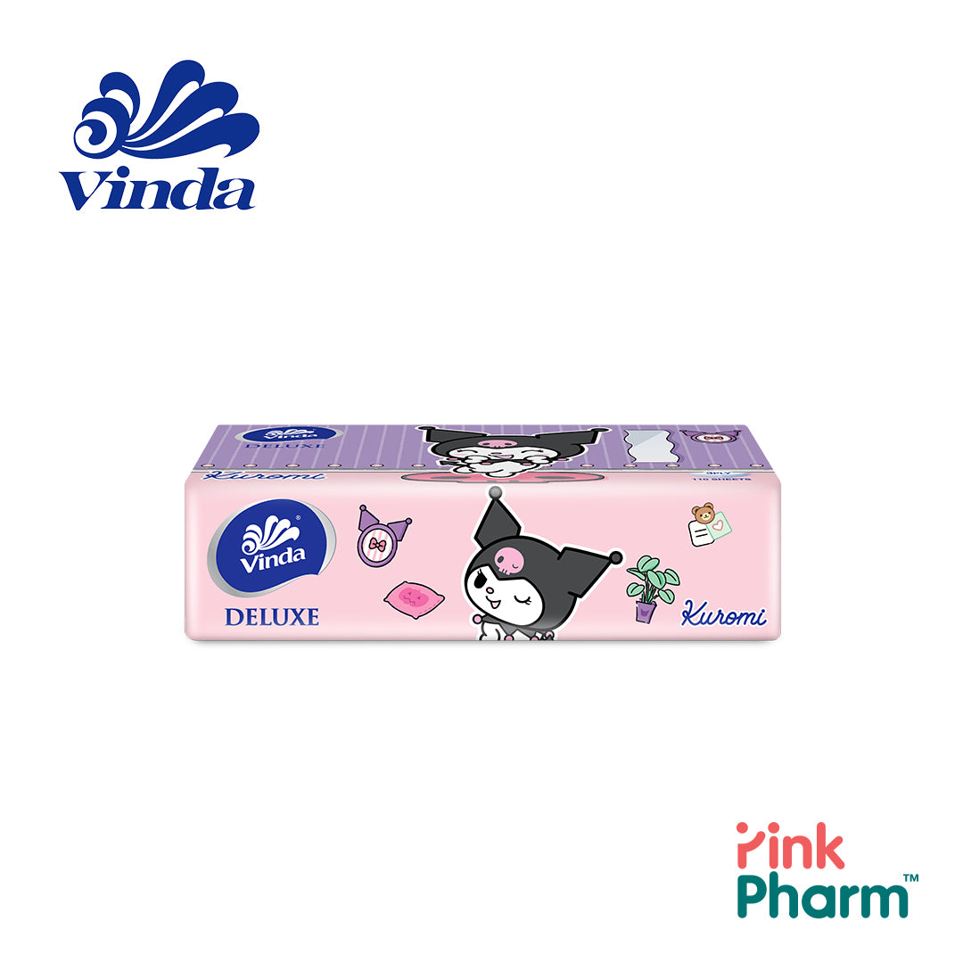 Vinda x Kuromi Limited Edition 3 Ply Deluxe Facial Tissue Large Soft Pack 4 x 110 Sheets