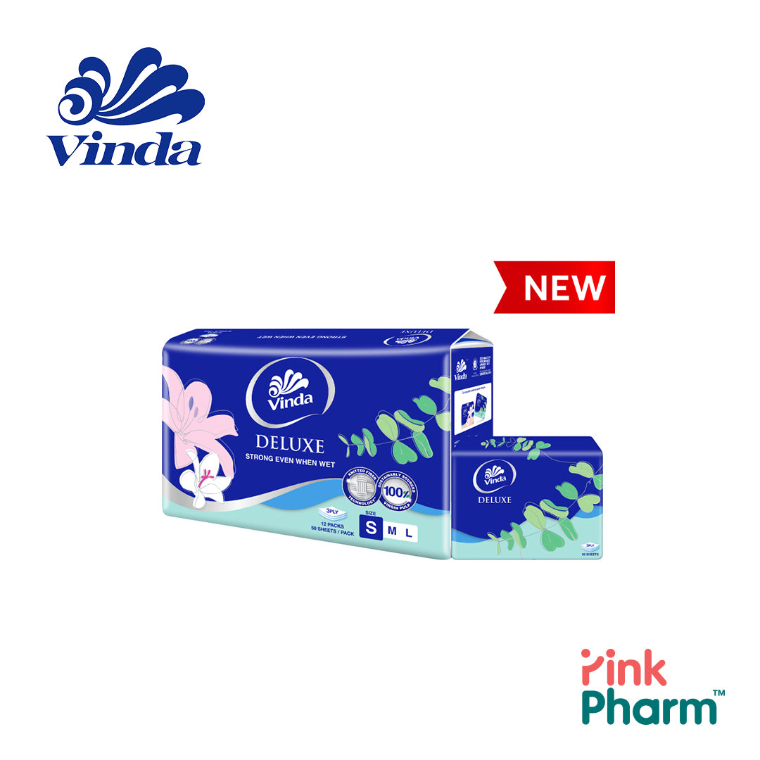 Vinda Deluxe 3 PLY Facial Tissue (Soft Pack) Size S (Pack of 4s x 50s)